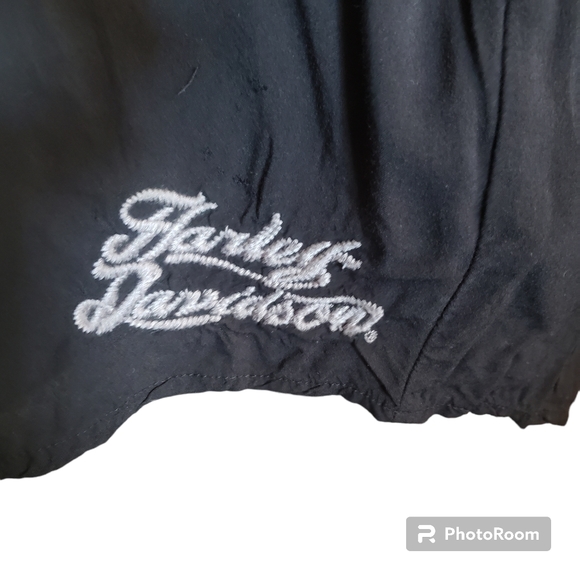 Harley Davidson womens flowy Embroidered black 3/4 sleeve button top size small - Picture 5 of 8